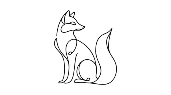 Eine Durchgehende Linie Design Silhouette Des Fuchses Handgezeichneter Minimalismus Vektorillustration lizenzfreie Stockillustrationen