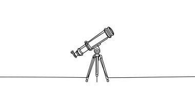 Sürekli bir çizgi çizme. Okul teleskop simgesi. Vektör çizim.