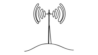 Anten. Bir tane sürekli çizgi çizimi.