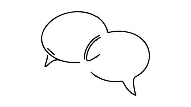 Konuşma baloncuğunun sürekli bir çizgi çizimi, siyah ve beyaz grafik vektörü minimalist doğrusal çizim.