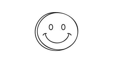 Yüzü gülen gözler ifade satırı simgesi ile gülümseyen, Anahat vektör işareti, üzerinde beyaz izole doğrusal stil piktogram. Emoji gülen sembolü, logo illüstrasyon. Düzenlenebilir kontur