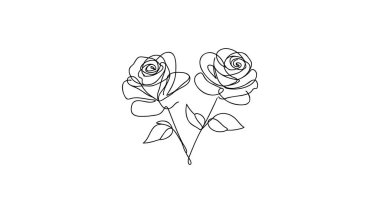 Gül çiçeği ikonu. Sürekli tek bir çizgi çiziyor..