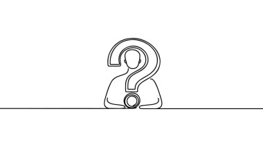 Continuous one single line drawing Thinking man with question mark icon vector illustration concept.