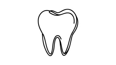 Tek sürekli çizgi sanat anatomik insan dişi siluet. Molar emaye kökü kavite kavramı tasarım dünya ağız sağlığı günden karşı sağlıklı tıp vektör çizim çizim anahat eskiz.