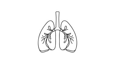 Anatomik insan akciğeri organının kesintisiz çizimi. Dinamik tıbbi iç anatomi konsepti. Tek çizgi çizimi grafik tasarım vektörü çizimi.