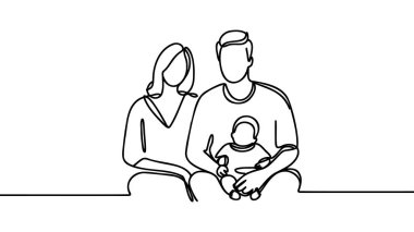 Sürekli mutlu bir aile çizgisi..