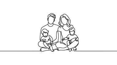 Sürekli mutlu bir aile çizgisi..
