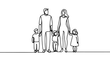 Sürekli mutlu bir aile çizgisi..