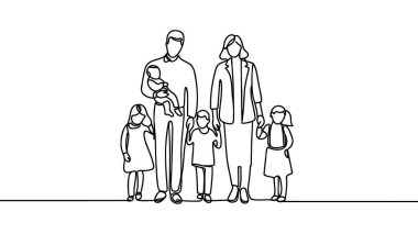 Sürekli mutlu bir aile çizgisi..