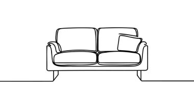 Kanepenin önü aralıksız çizilmiş. Modern kanepe beyaz arka planda izole edilmiş..