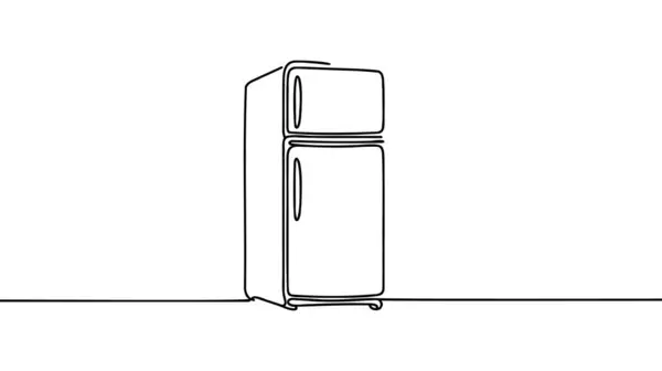 Одна Окрема Лінія Малює Побутову Техніку Холодильника Концепція Електричних Кухонних Ліцензійні Стокові Вектори
