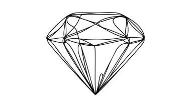 Elmas bir çizgi çiziyor. Gem sembolü beyaz arkaplanda izole edilmiş sürekli çizgi illüstrasyonu.