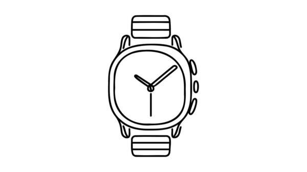 Wrist watch continuous single line drawing. Vector illustration.