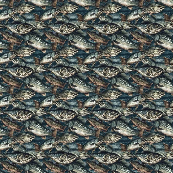 솔기없는 패턴입니다 물고기의 추상적 추상적 제목은 주제의 아마도 관객의 감성을 — 스톡 사진