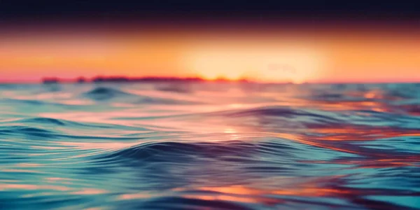 Abstrakt Och Suddig Ocean Med Defocused Ljus Vid Horisonten Lätt — Stockfoto