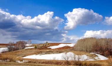 Bahar son kardır. Manzara fotoğrafçılığı. İlkbahar, dünyanın bazı bölgelerinde kar tahmin edilirken kışın son kez gülmesine izin verir..