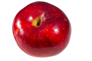 Beyaz arka planda elma. Elmalar çok çeşitli sağlık faydaları sağlayan besleyici bir güç kaynağıdır. Kalorileri düşük ve lifleri yüksek. Vitamin ve mineraller için mükemmel bir kaynak..