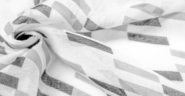 Siyah geometrik eşkenar dörtgen şekilli beyaz ipek kumaş. Karanlık. Geçmişi. Şablon.