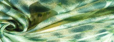 Afrika tarzı yeşil ve beyaz ipek kumaş. Tasarımcı, doku deseni, arkaplan koleksiyonu.