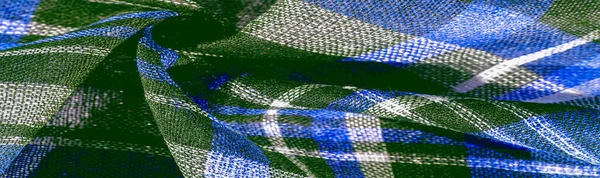 Textura Fundo Padrão Tecido Xadrez Escocês Azul Verde Cores Brancas — Fotografia de Stock