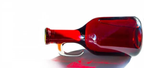 Bottiglia Con Vino Rosso Birra Fatta Dalle Persone Vino Fatto — Foto Stock