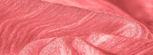 Selyem Szövet Piros Ráncos Szövet Textúrája Vörös Ráncos Tündér Textúra — Stock Fotó