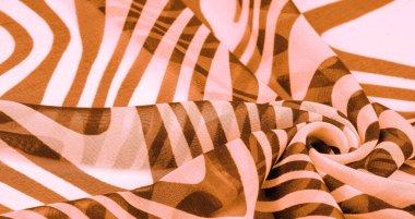 İpek kumaş, kahverengi ve beyaz soyut çizgiler. Soyut kahverengi ve beyaz desenlerin sihirli şekli. Retro modern dekor, tekstil sanatı, tasarım, doku, 