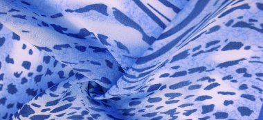 Mavi beyaz çizgili ipek kumaş, Afrika tarzı zebra derisi. Tasarımcı için, tasarımın taslağı, dekoratörün çevresi. Arkaplan dokusu koleksiyonu