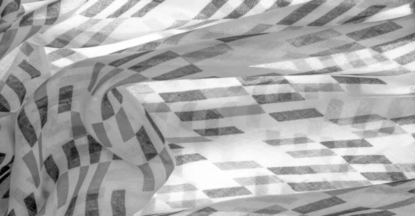 White Silk Fabric Black Geometric Rhombus Shapes Dark Background Template — Stock Photo, Image