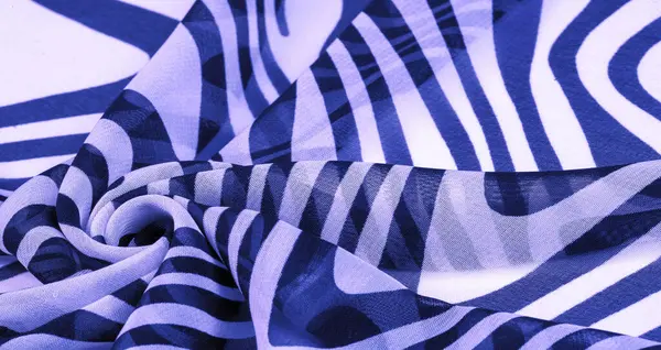 Tissu Soie Lignes Abstraites Bleues Blanches Forme Magique Motif Abstrait — Photo