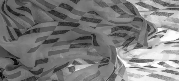 Белая Шелковая Ткань Черной Геометрической Формой Ромба Темно Фон Шаблон — стоковое фото