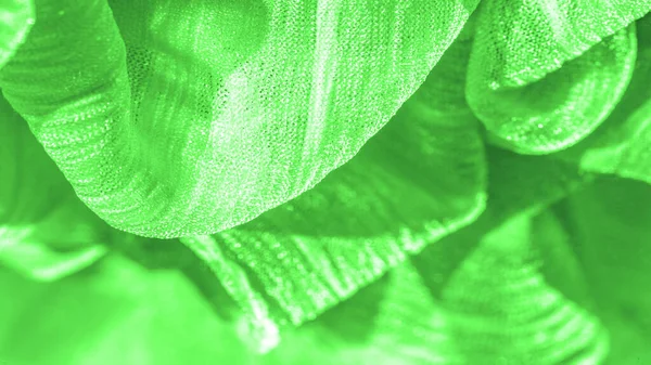 Pek Kumaş Yeşil Kırışık Kumaş Dokusu Yeşil Buruşuk Dalgalı Yüzey — Stok fotoğraf
