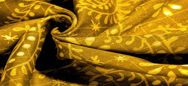 Tecido Amarelo Vintage Com Padrão Floral Pálido Útil Para Texturas — Fotografia de Stock