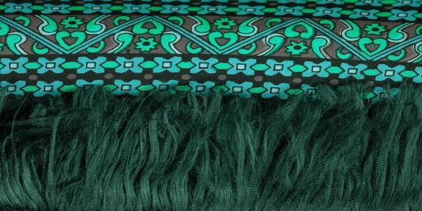 Шелковая Ткань Зеленый Зелеными Березовыми Цветами Плотная Ткань Двухсторонняя Основе — стоковое фото