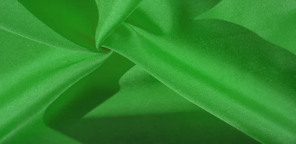 Kain Sutra Hutan Hijau Pleats Silky Green Fabric Close Full — Stok Foto