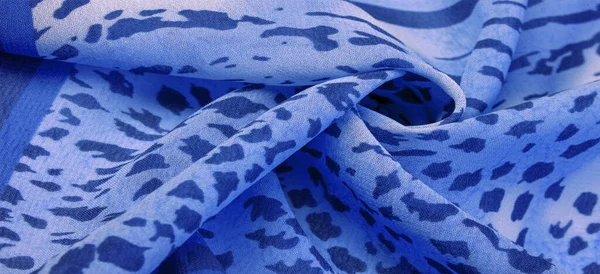 Silk Fabric Blue White Stripes Zebra Skin African Style Designer — Stock Photo, Image