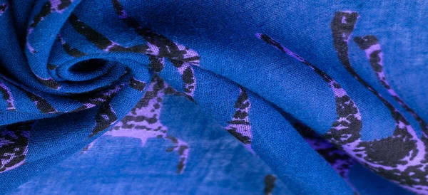 Blå Bomullstyg Med Rådjur Siluett Tryck Modern Inredning Textil Konst — Stockfoto