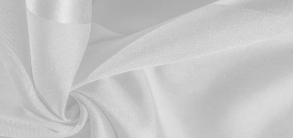 Шовк Білий Біла Сіра Атласна Текстура Срібна Тканина Шовкова Панорама — стокове фото