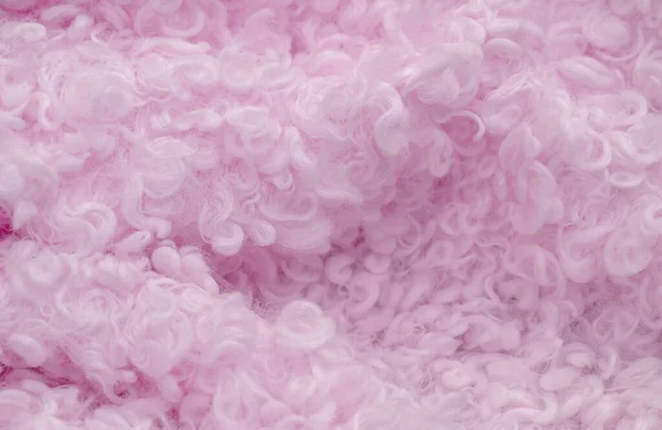 Faux fur in pale pink color. Imitation of karakul lamb skin. known as fleecy fabric, which resembles animal fur in appearance and warmth.