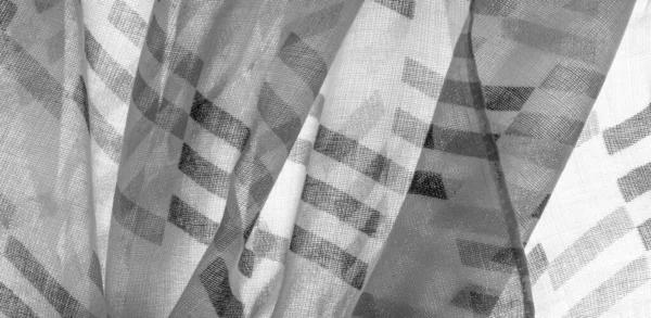 Tejido Seda Blanco Con Formas Rombo Geométricas Negras Oscuro Antecedentes — Foto de Stock