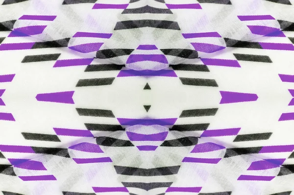 Біла Шовкова Тканина Фіолетовими Чорними Геометричними Формами Ромба Абстрактний Малюнок — стокове фото