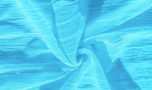 Шовкова Тканина Текстура Синьої Зморшкуватої Тканини Синя Зморщена Хвиляста Текстура — стокове фото