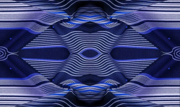 Zijde Stof Blauwe Achtergrond Met Gestreepte Patroon Van Witte Paarse — Stockfoto
