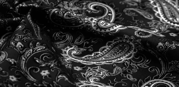 Paisley Schwarz Weißes Muster Auf Schwarzem Hintergrund Schmückte Die Bandanas — Stockfoto