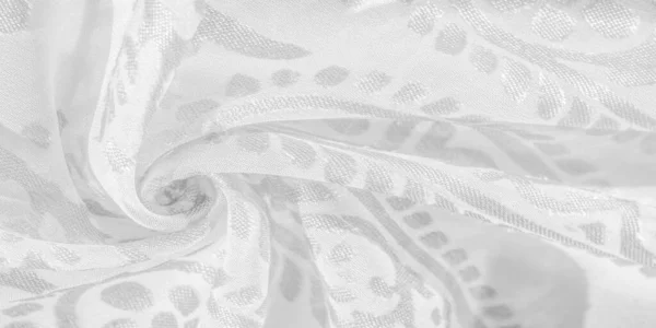 Jedwabny Materiał Śnieżnobiały Materiał Odcienie Delikatnych Wykwintnych Kwiatów Białym Tle — Zdjęcie stockowe