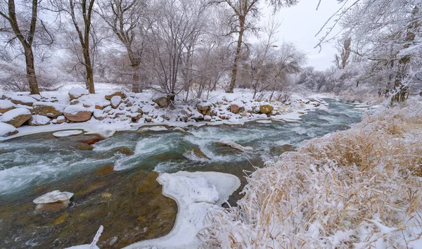 River Freezes Winter Real Winter Fairy Tale Wonderful River Freezes — Stock Photo, Image