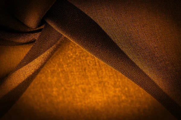 Koyu Sepia Kahverengi Şifon Ipeği Kıvrık Iplik Kullanımı Nedeniyle Hafif — Stok fotoğraf
