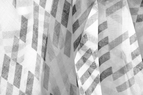 Tejido Seda Blanco Con Formas Rombo Geométricas Negras Oscuro Antecedentes —  Fotos de Stock