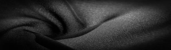 Seta Chiffon Nero Scuro Tessuto Morbido Trasparente Con Una Leggera — Foto Stock
