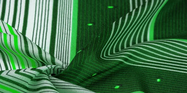 Seidenstoff Grüner Hintergrund Mit Streifenmuster Aus Weißen Und Grünen Linien — Stockfoto